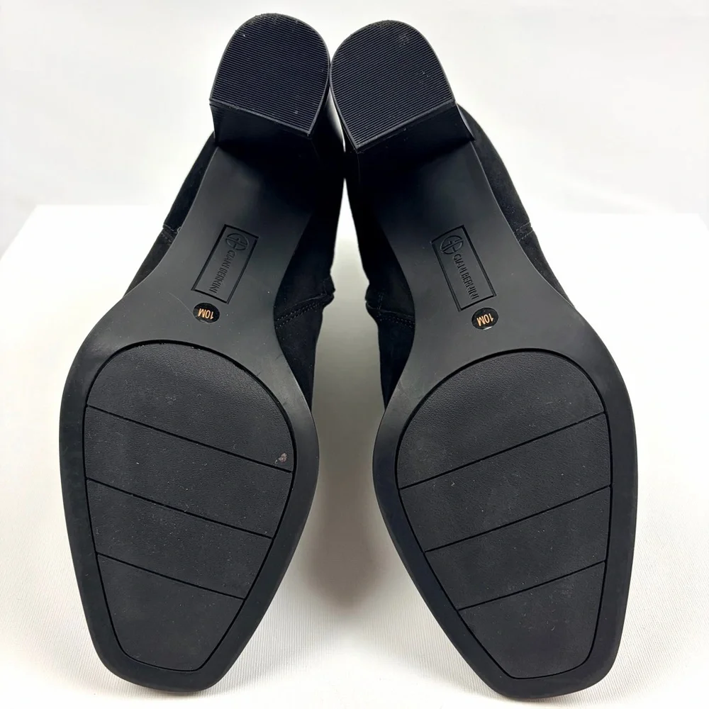 Giani Bernini Brigittef Black Suede Ankle Boots Block Heel Size 10M